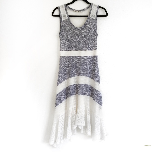 Ryu Dresses & Skirts - Ryu Asymmetrical Scoop Neck Dress Blue/White Sz S